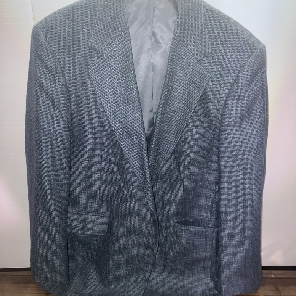 Men's Blazer Sport Coat by Haggar Wool 44L Blue - Picture 1 of 5
